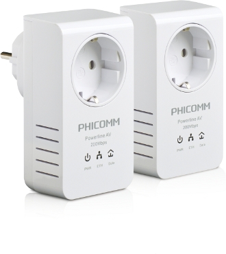 200Mbps Passthrough Powerline Network Adapter Kit